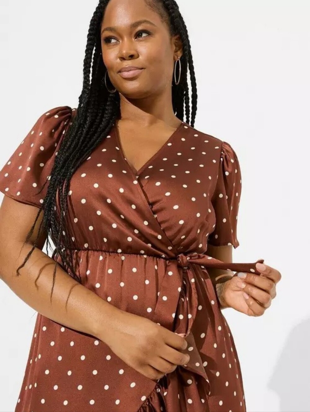 TORRID Polka Dot Charmeuse Faux Wrap Dress In 1 (14/16) - Picture 2 of 12